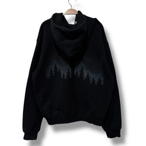 AKIMBO Limited Edition Tree Graphic Cotton Oversized Zip Up Hoodie Jacket Large